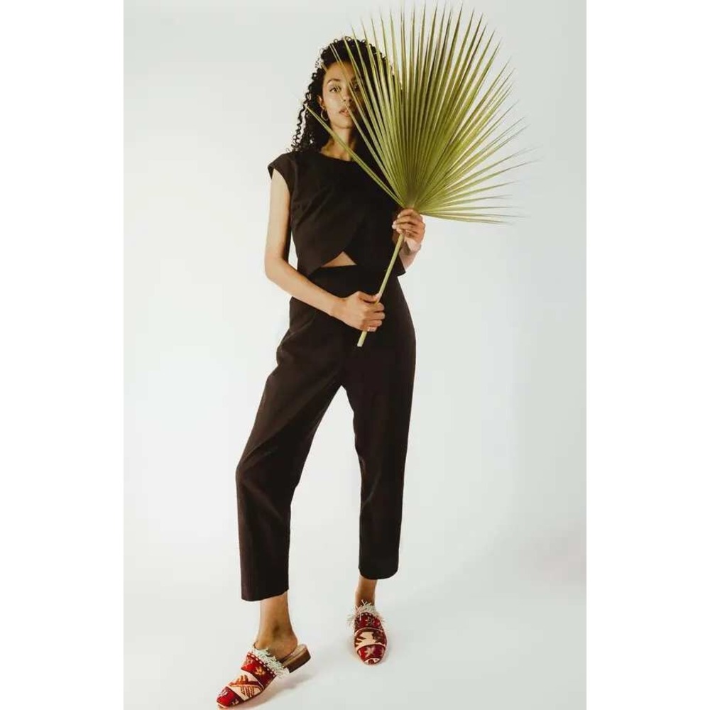 MADRI COLLECTION Jumpsuit Womens Large Black Sleeveless Layered Front Nursing